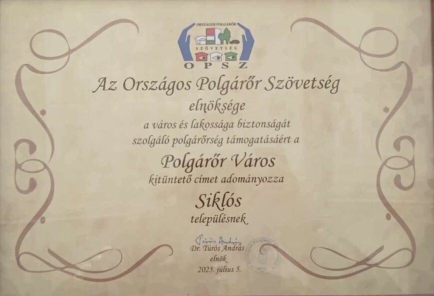 Siklós nyerte az Év Polgárőr Városa címet!
